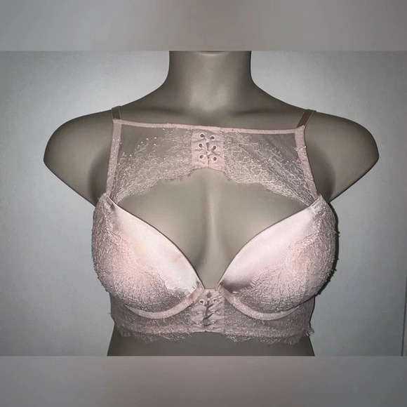 Victoria's Secret VERY SEXY High-neck Lace-up Push-Up Bra Pink Sexy 34D #1330 - Picture 4 of 10